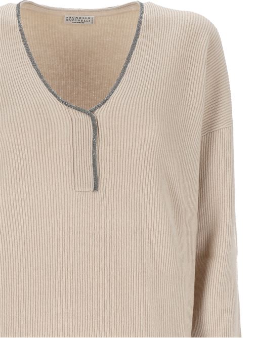 Sand beige cashmere knit BRUNELLO CUCINELLI | M12192112CN058